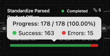Workflow progress bars UI